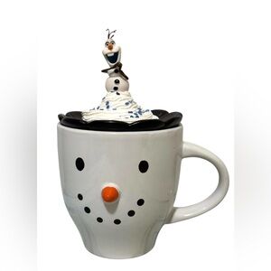 Snowman Ceramic Mug With Olaf Mug Topper Faux Snow White New
